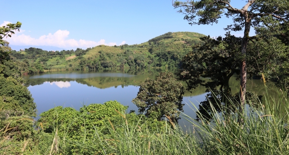 Views of crater lakes around Fort Portal, including Lake Mwegenyi