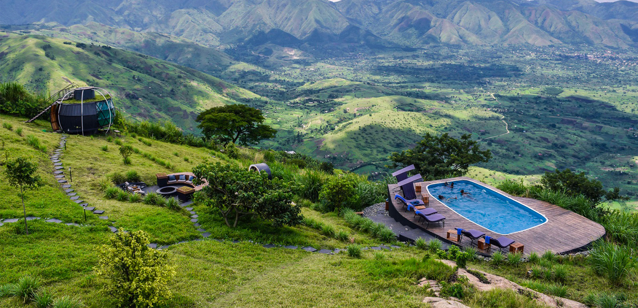 Spectacular view of foots of Rwenzori Mountain ranges from Aramaga Rift Valley Lodge